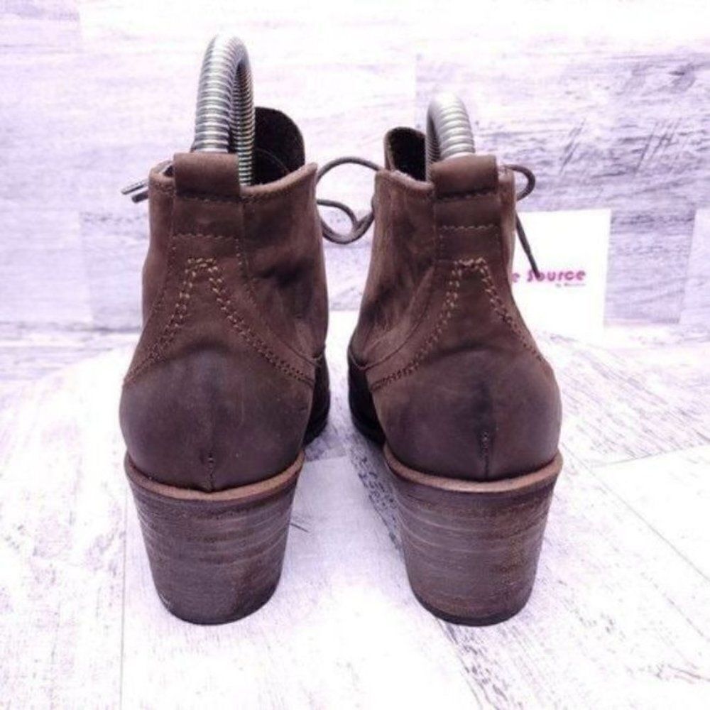 Barney's New York Leather Italian Heeled Oxford Boot Brown sz 36 Women's sz 5.5 - Picture 4 of 8